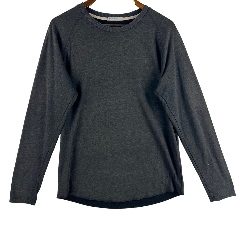 Marine Layer Mens Double Knit Long Sleeve Crew Neck Tee M Charcoal Gray USA
